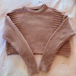 Kendall and Kylie Knit Tan Chunky Knit Sweater, Size S